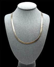 Vintage Italian Sterling Silver Herringbone Necklace
