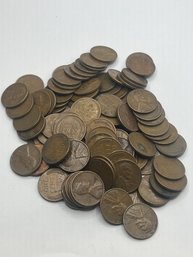 100 Wheat Pennies 1940's And 1950's