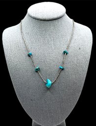Vintage Liquid Silver Turquoise Nugget Necklace