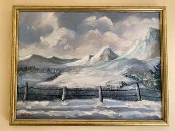 Framed Oil On Canvas Winter Scene Signed Julio Fassio