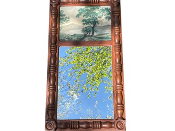 Hitchcock Style Trumeau Mirror With Serene Nature Scene