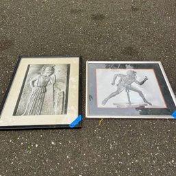 A Pair Of Photographs Of Art In Metal Frames