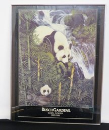 Vintage Busch Gardens C.1987 Framed Poster Of The Chinese Panda's