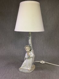 MINT (2 Of 2) Vintage 1981 LLADRO Lamp - Angel Playing Horn - Retired Piece - Hand Made In Spain - WOW !