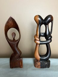 Two African Tribal Type Hand-carved Wooden Figurines