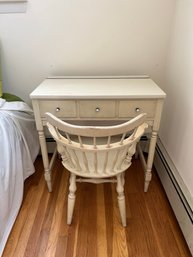 White Ethan Allen Flip Top Vanity Desk With Chair
