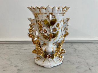 19th Century French Gilt Decorated Porcelain Wedding Vase