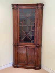 Elegant Yew Wood Corner Cupboard