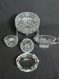 5 Piece Crystal Set - Bowls, Ashtray & Gravy Boat