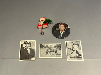 Vintage J. F. K. Kennedy Button And Cards
