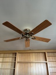 A Hunter Wood Blade Ceiling Fan With Remote - Office