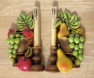 Miller Studios 1983 Fruit And Candle Chalkware Wall Hanging