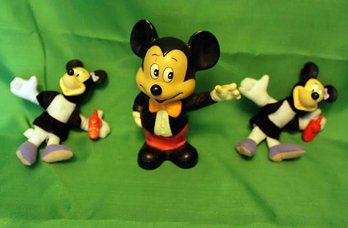 Mickey Mouse Bank & Tiny Plush Toys-Lot Of 3