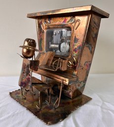 Incredible Copper Tone Musician Playing Music Box