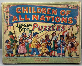 3 Vintage Children Of All Nations Puzzles In Original Box