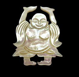Vintage Carved Mother Of Pearl Buddha Pin/brooch