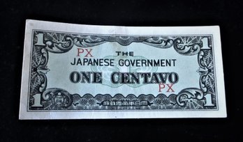 WW II, Japanese Government One Centavo Bill