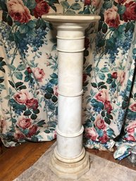 Vintage White Marble Pedestal - Easy To Move As It Is In  Sections - Very Nice Patina - Nice Vintage Piece