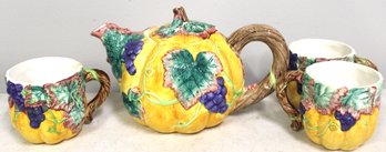 Nantucket Tea Pot And 3 Cups