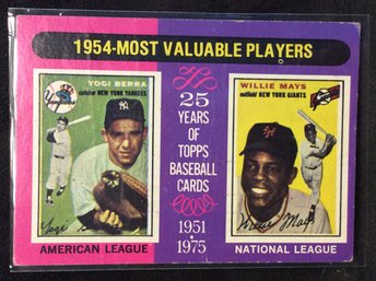 1975 Topps 1954 MVPs Yogi Berra - Willie Mays - K