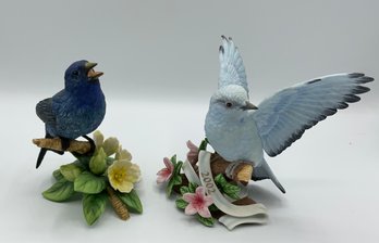 2 Lenox Porcelain Collectible Birds ~ Bluebird Limited Edition & Indigo Bunting ~