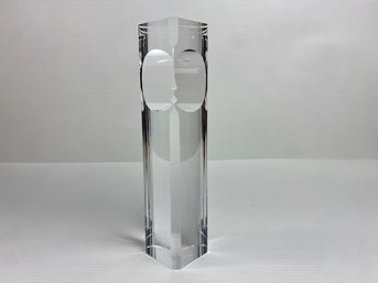 Hoya Japan Crystal Face Obelisk Sculpture, Signed