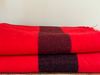 Pair Of Vintage Hudson Bay Wool Point Blankets