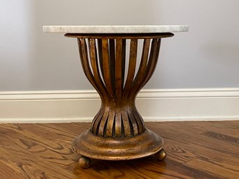 Italian Bentwood Side Table With Marble Top