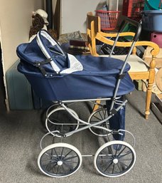 Elegance Vintage Perego Baby Carriage Stroller Pram Navy Blue. RC - CVBC-B