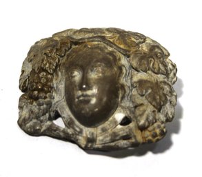 Very Early Hand Carved Lava Cameo Woman's Head W Grapes