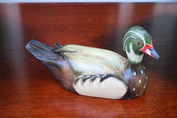 Painted Wood Drake Duck ' Alert' Position By Three Pines Wood Carving 1992