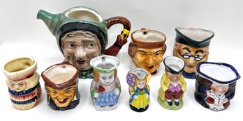 9 Vintage Toby Mugs, Some Made In Occupied Japan