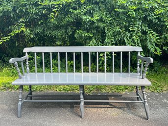 Beautiful Vintage Grey Painted Bench, For Indoor Or Covered Area Use