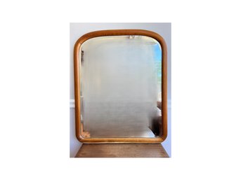 Vintage 1920s-1930s Art Deco Mirror With Maple Frame