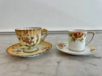 Two Antique Demitasse Cups & Saucers