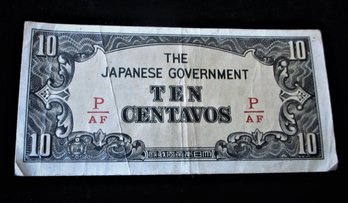 WW II, Japanese Government Ten Centavos Bill