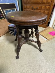 BALL AND CLAW FOOT OAK PIANO STOOL