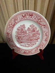 Vintage Royal Ironstone 'Memory Lane' Red White Acorn Plate