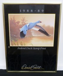 Daniel Smith Federal Duck Stamp Print Of The Lesser Snow Goose 1988-89, Nicely Framed