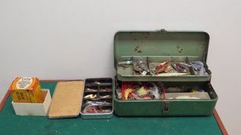 Lot Of Vintage Fishing Lures Box & Accessories