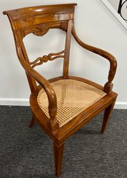 Wood And Cane Arm Chair - Made In Italy