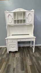 Young American White Painted Desk With Storage Shelves