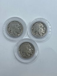 3 Buffalo Nickels 1929, 1929-D, 1929-S