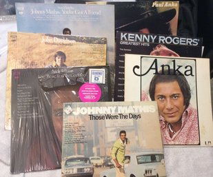 Kenny Rogers - Paul Anka - Johnny Mathis - John Davidson LP Record Lot - L