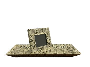 Faux Snakeskin Serving Tray & Matching Frame