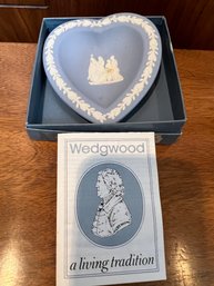 Vintage Mid Century Wedgwood Heart Shaped Jasperware Dish - Cornflower Blue