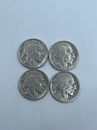 4 Buffalo Nickels 1936 (2), 1937, 1937-D