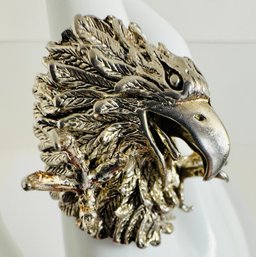 LARGE DETAILED STERLING SILVER CLAWING EAGLE RING