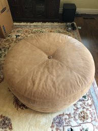 Beige Leather Ottoman