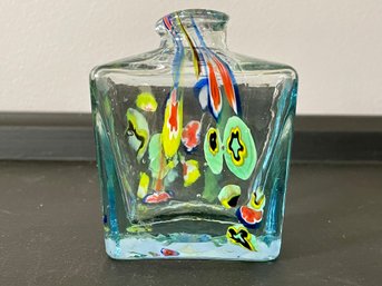 1990s Artisan Millefiori Bud Vase / Bottle